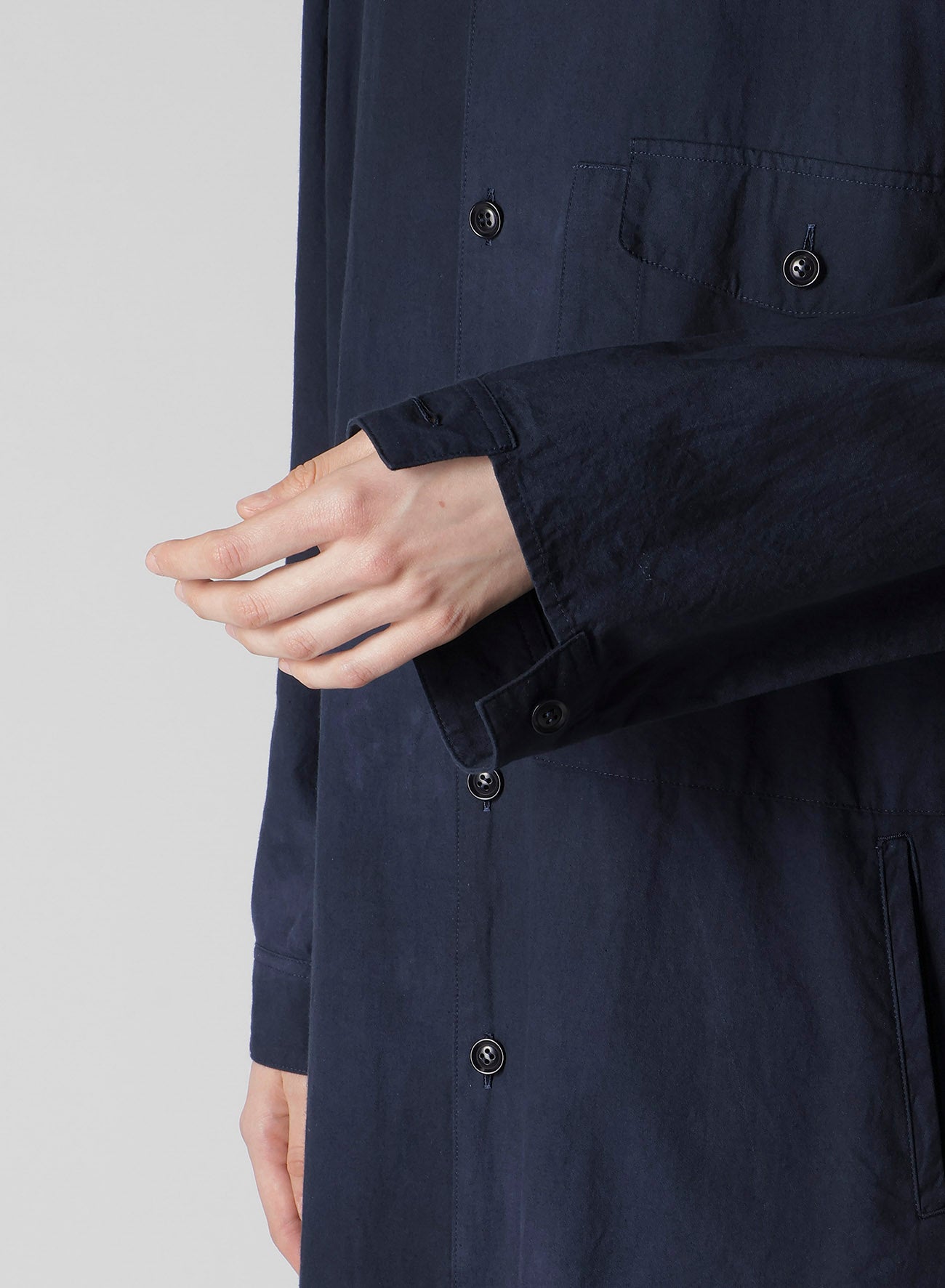 GARMENT-DYED OPEN COLLAR SHIRTS DRESS