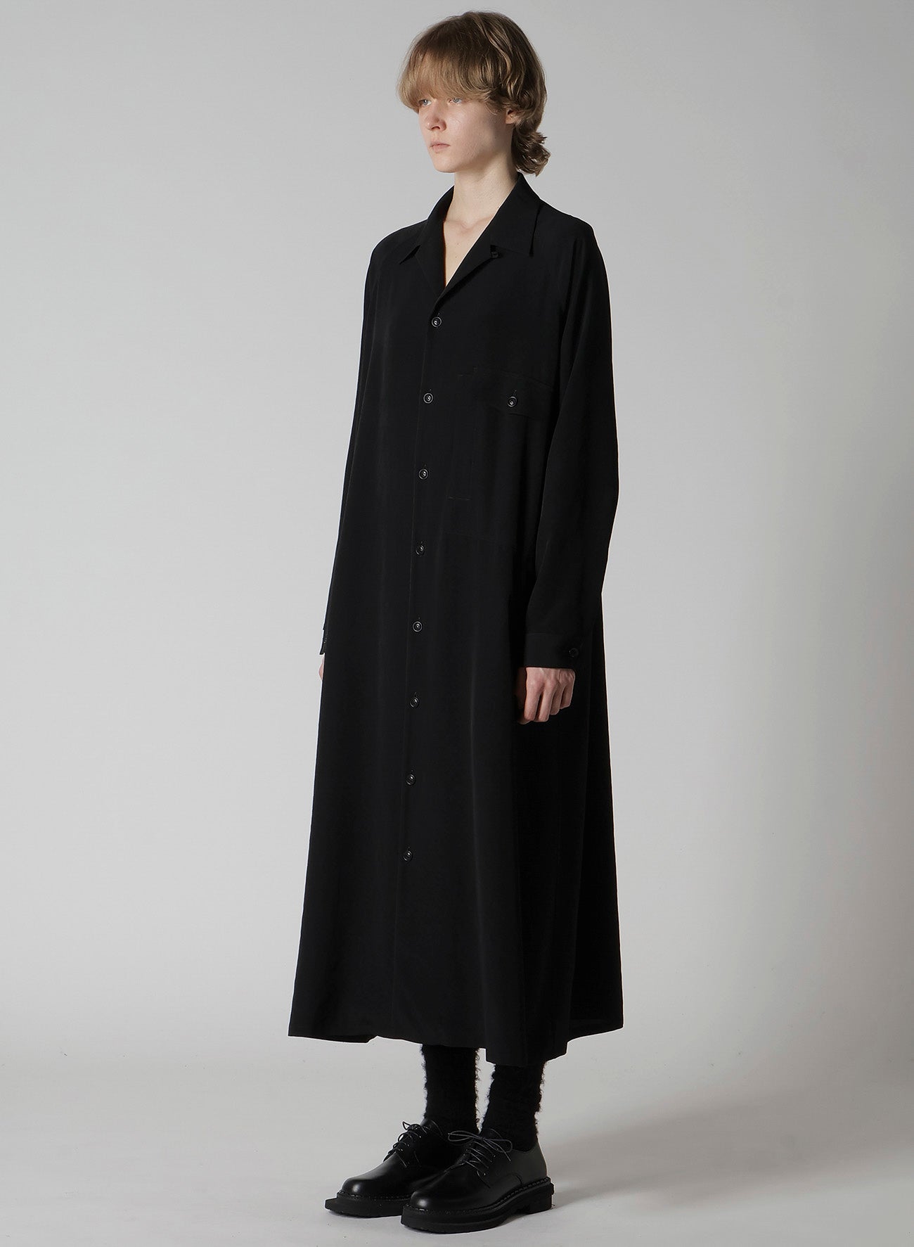 TA/PE CREPE DE CHINE OPEN COLLAR DRESS