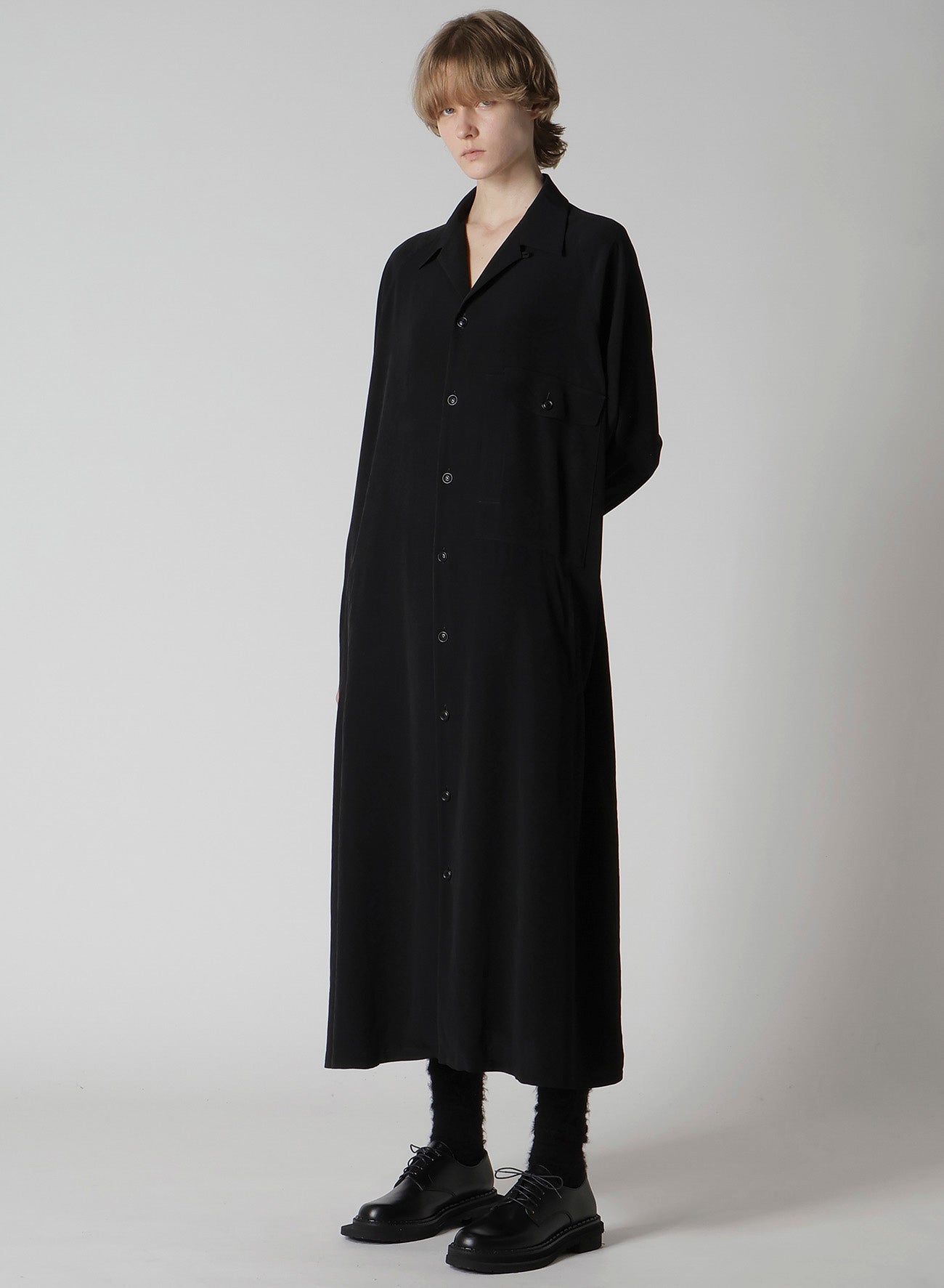 TA/PE CREPE DE CHINE OPEN COLLAR DRESS