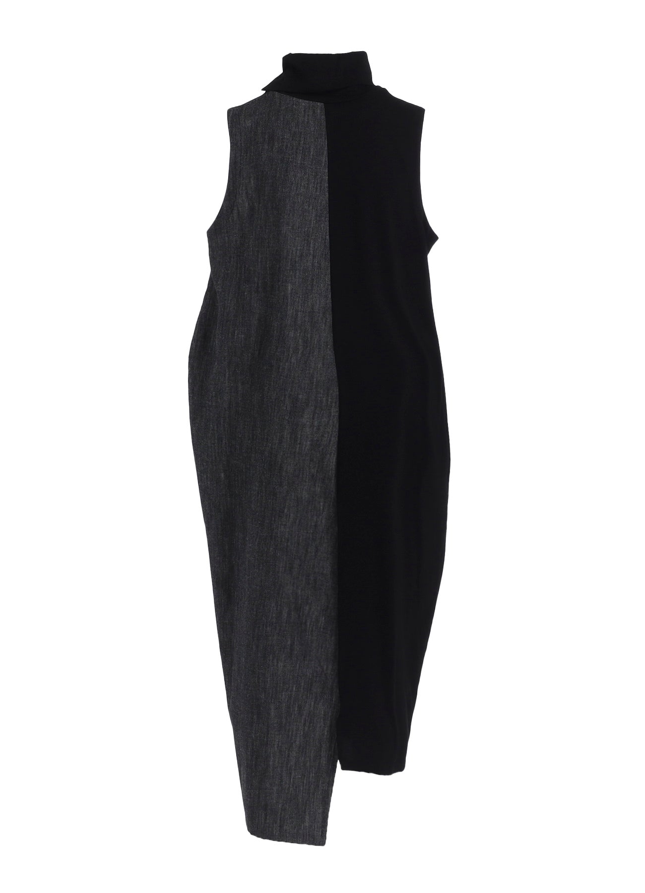 DENIM COMBINATION HIGH NECK DRESS