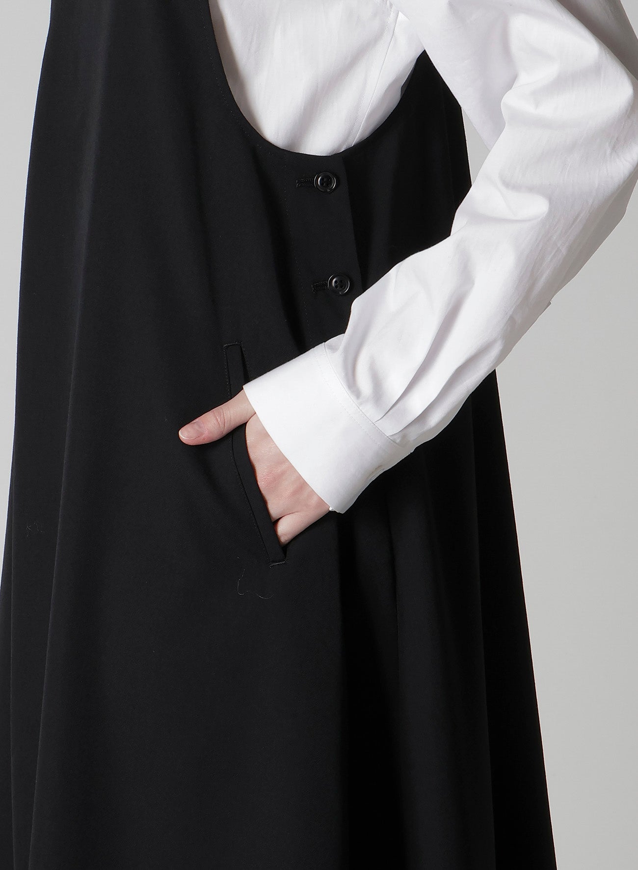 WOOL GABARDINE OVERALLS DRESS