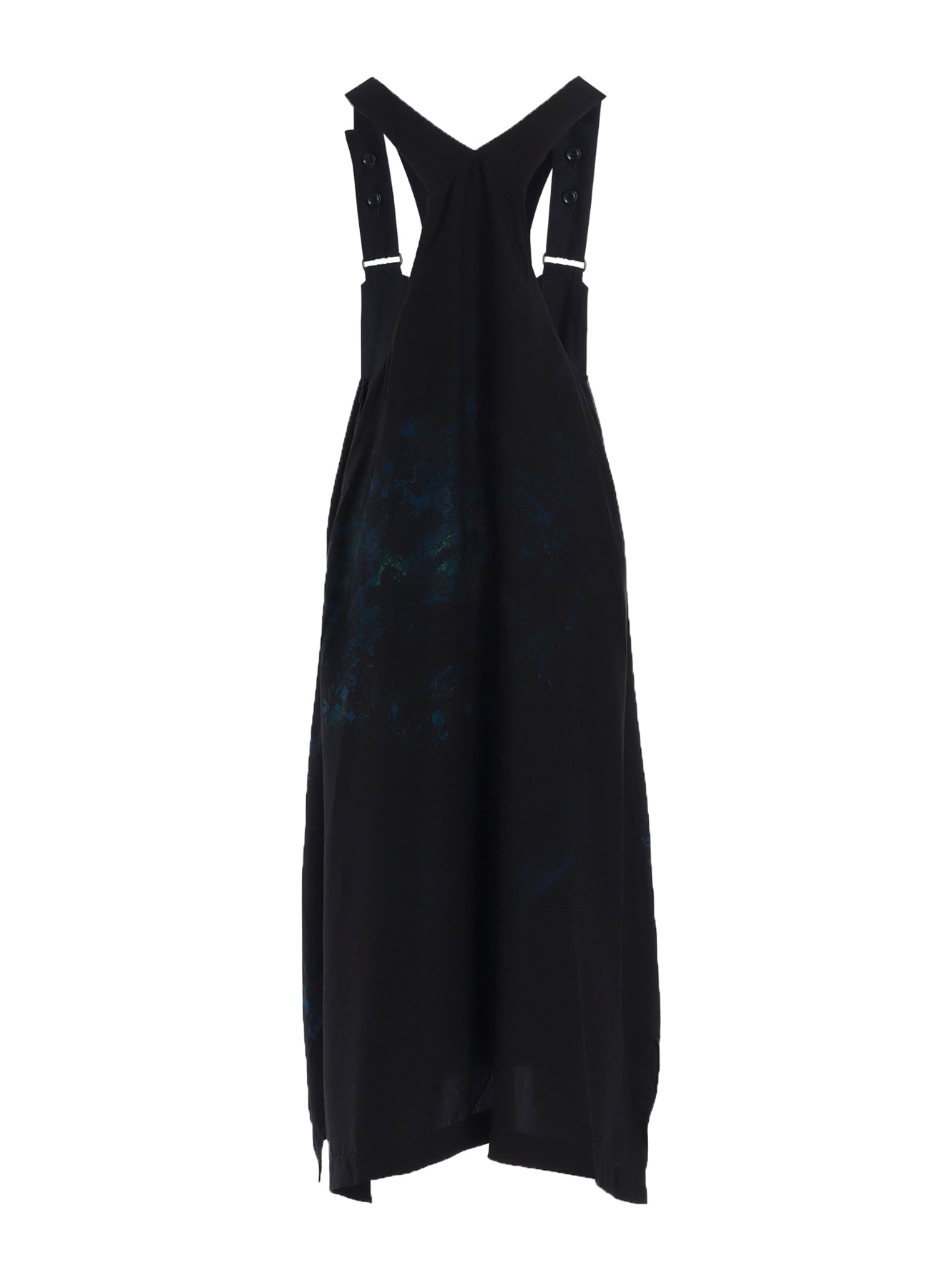 FLOWER/LACE-PREINT DUNGAREE TWILL OVERALLS DRESS