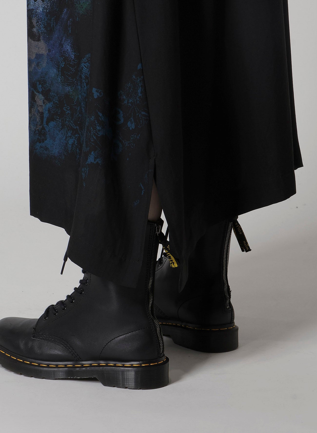FLOWER/LACE-PREINT DUNGAREE TWILL OVERALLS DRESS
