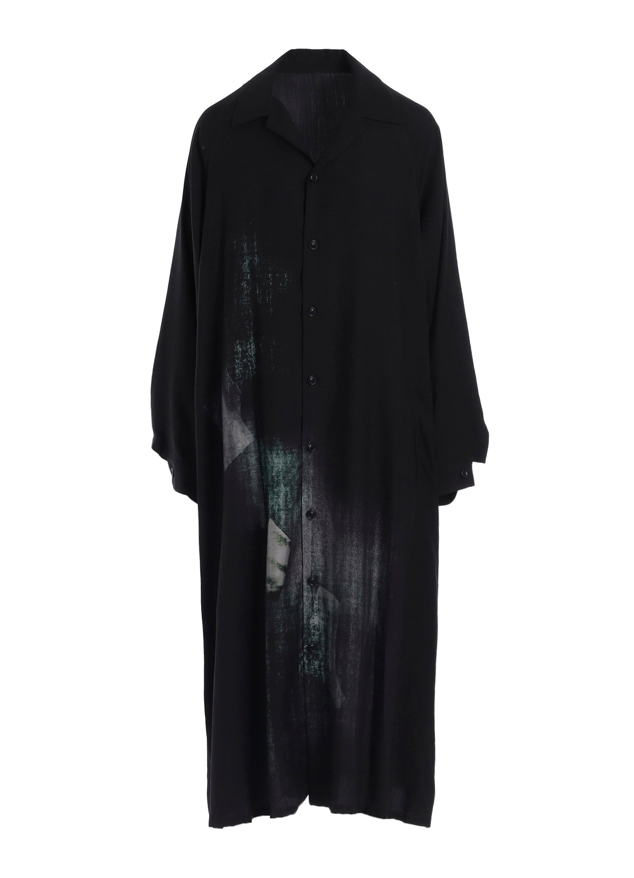 MESSAGE-PRINT DUNGAREE TWILL OPEN COLLAR SHIRT DRESS