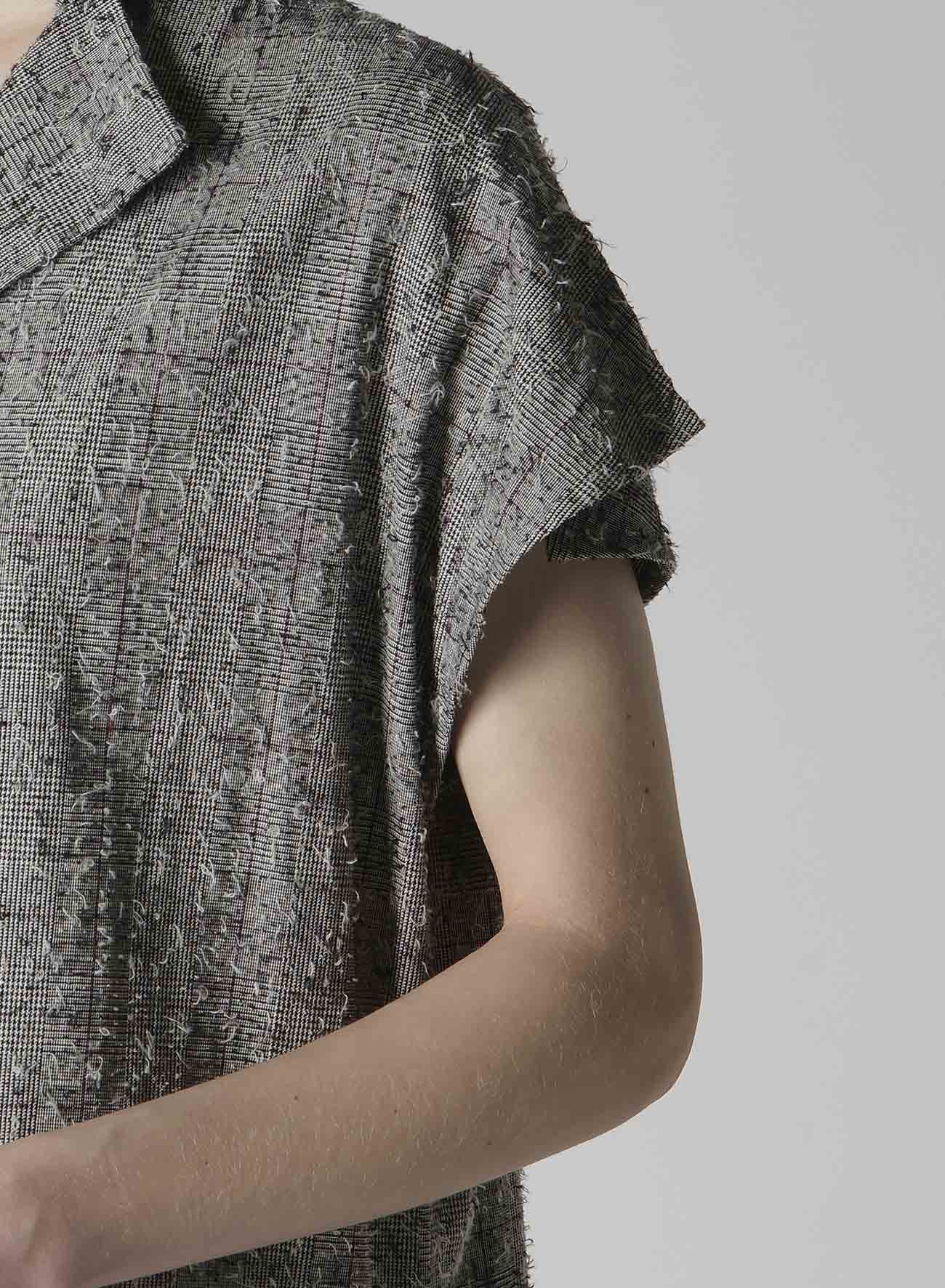 NEEDLE-PUNCHED FRENCH SLEEVE DRESS