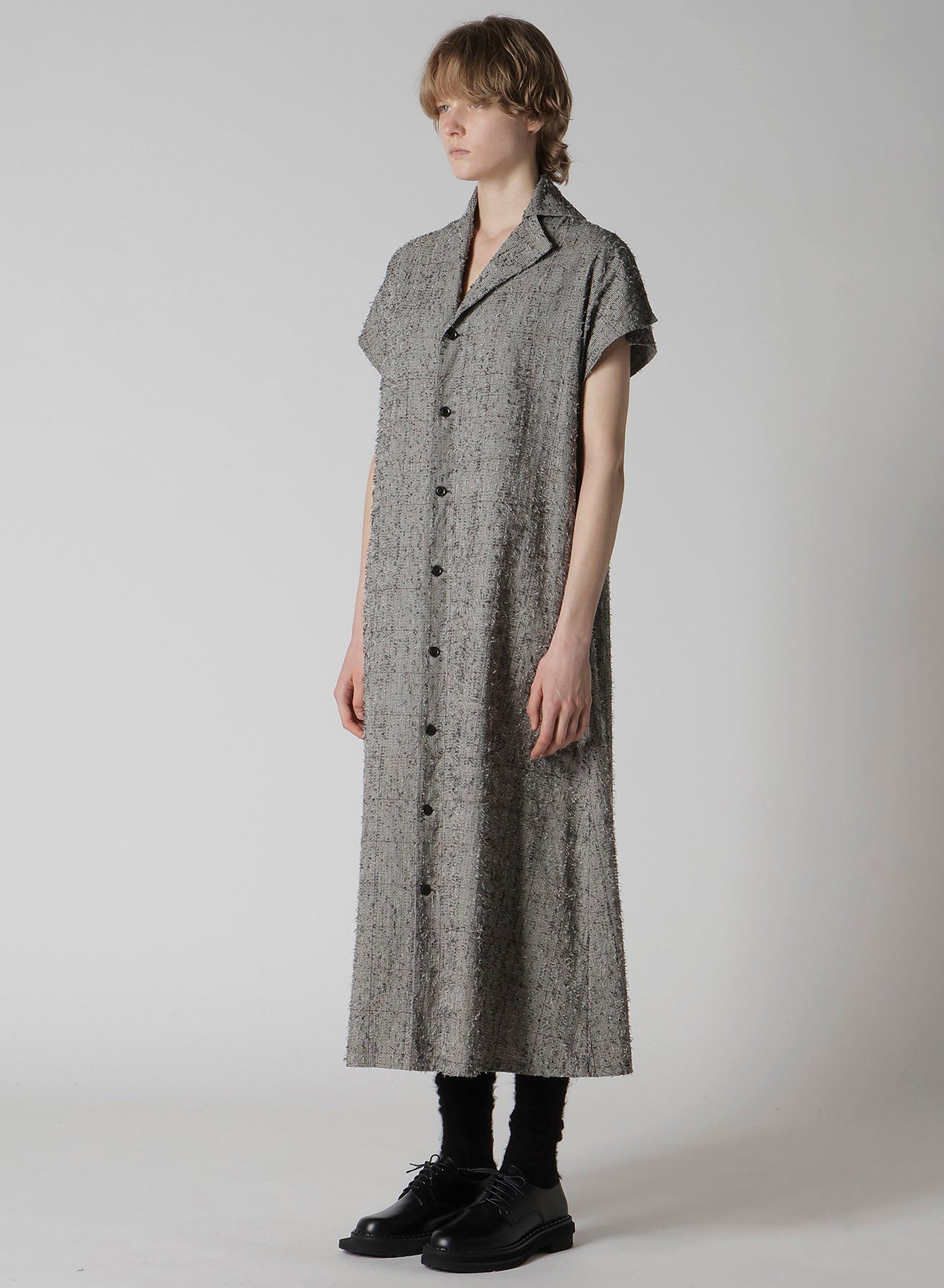 NEEDLE-PUNCHED FRENCH SLEEVE DRESS