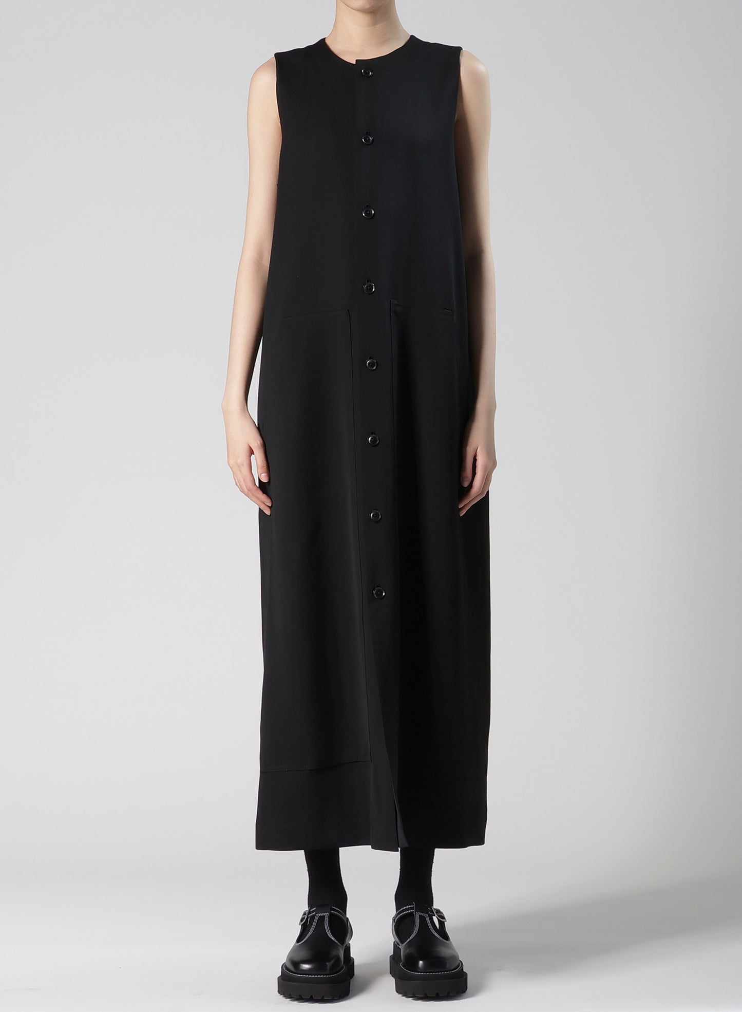 WOOL GABARDINE FRONT OPEN DRESS