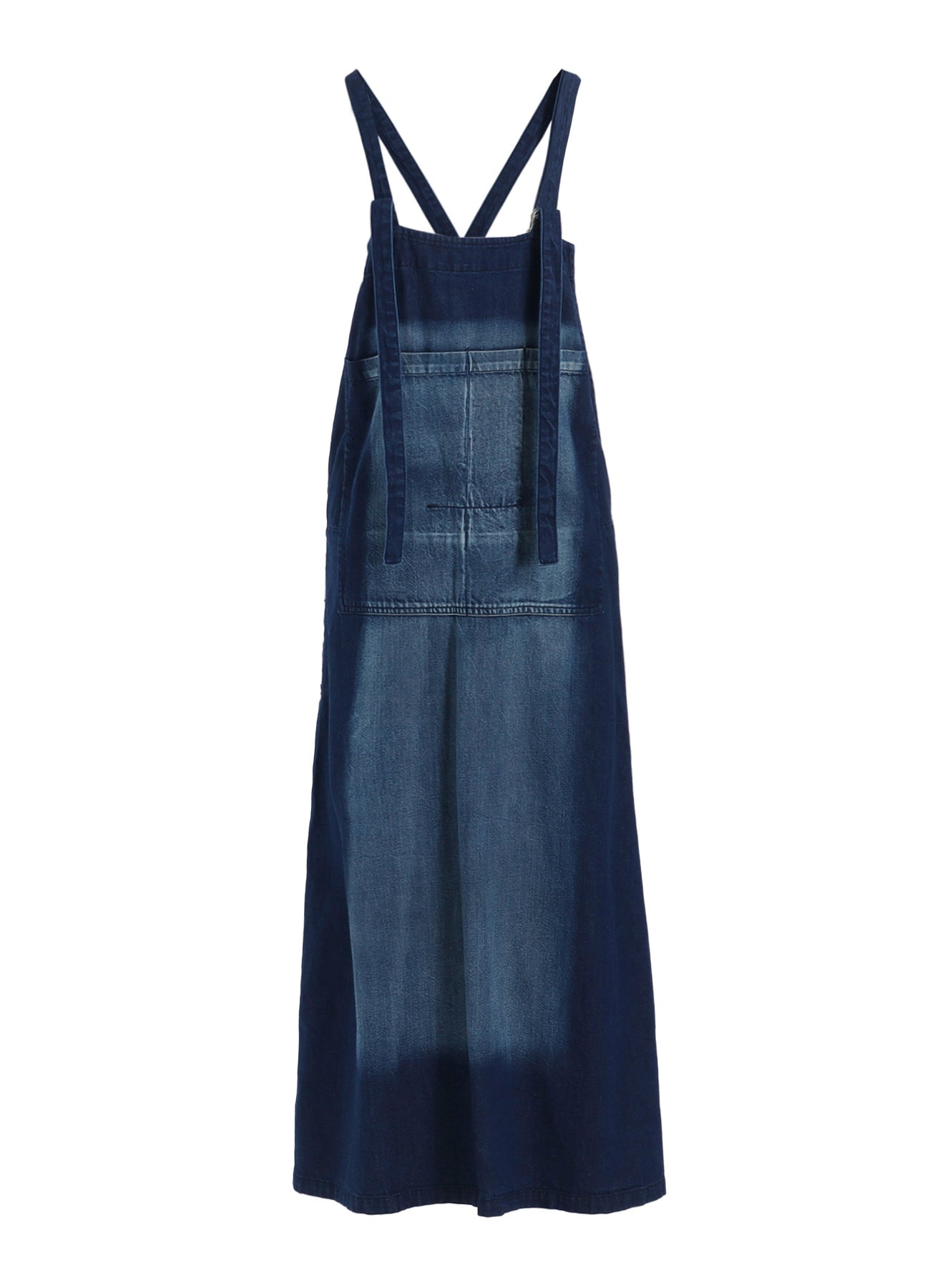 SPOTTED DENIM SALOPETTE SKIRT