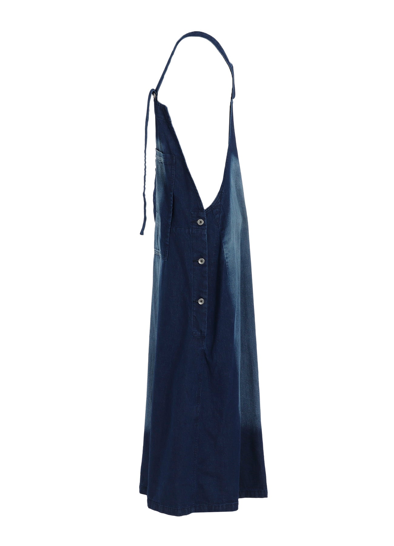 SPOTTED DENIM SALOPETTE SKIRT