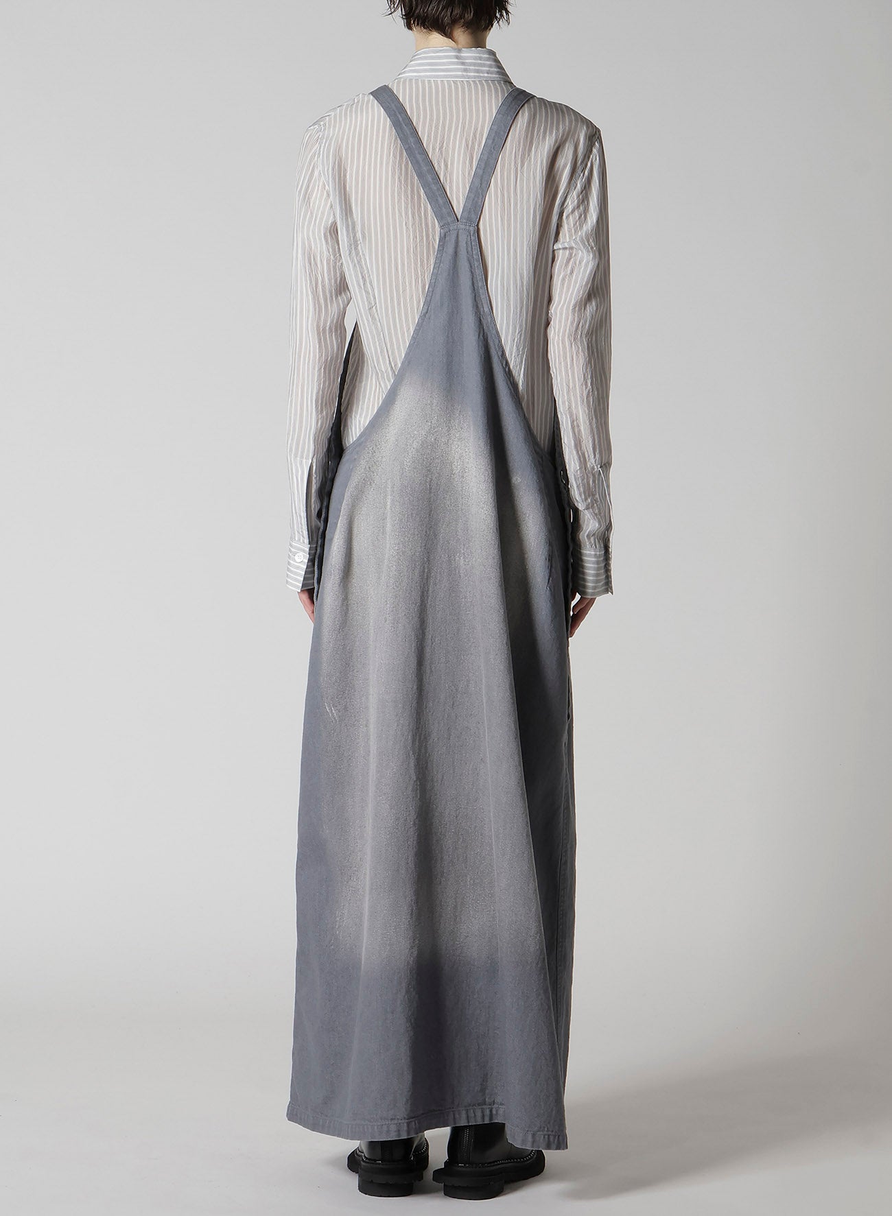 SPOTTED DENIM SALOPETTE SKIRT