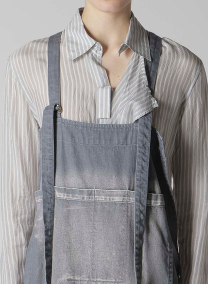 SPOTTED DENIM SALOPETTE SKIRT