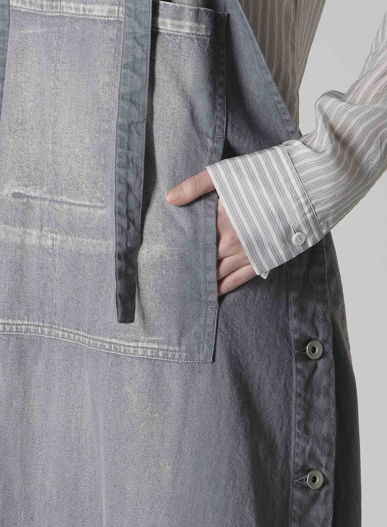 SPOTTED DENIM SALOPETTE SKIRT