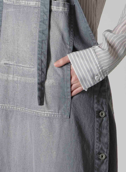 SPOTTED DENIM SALOPETTE SKIRT