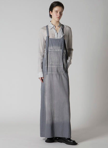 SPOTTED DENIM SALOPETTE SKIRT
