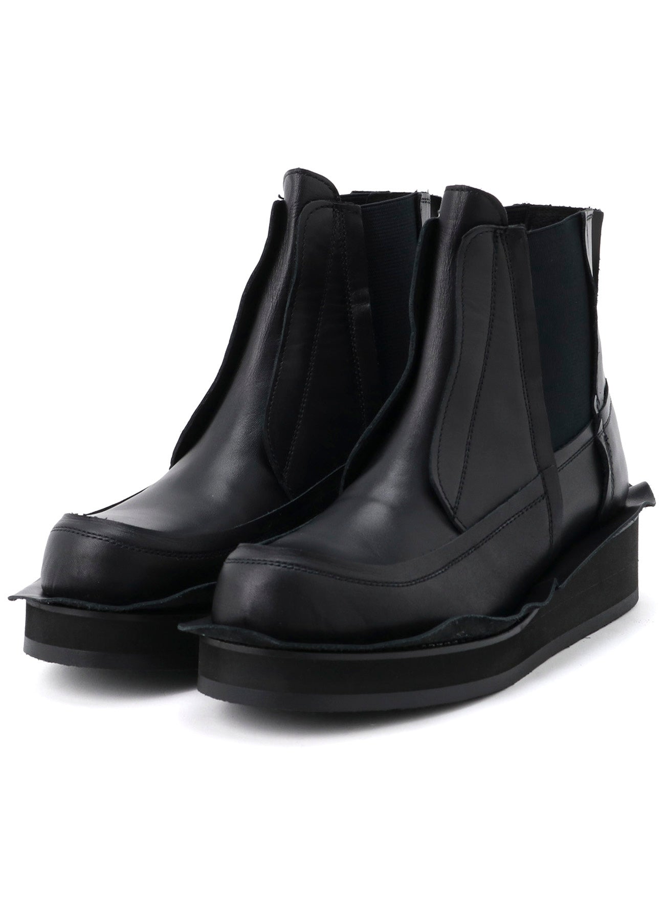 RAW-EDGE SMOOTH LEATHER GORE BOOTS