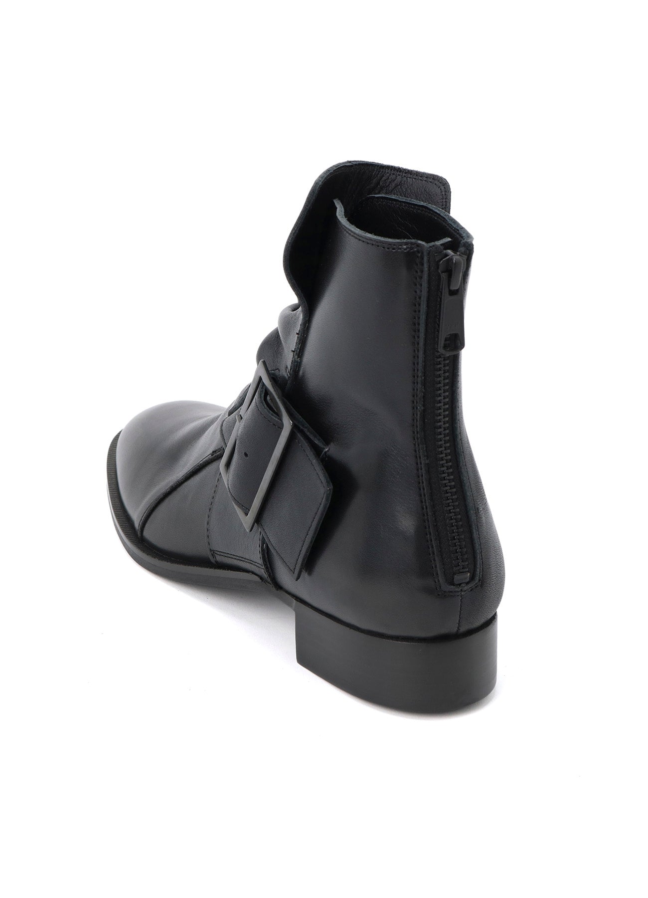 SEMI-MATTE LEATHER BELTED BOOTS