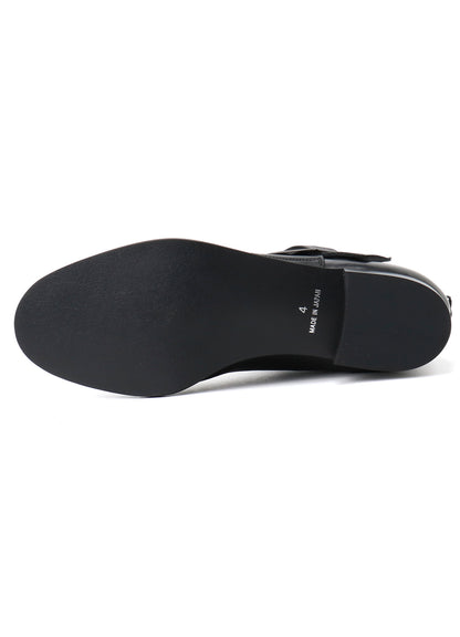 SEMI-MATTE LEATHER BELTED BOOTS