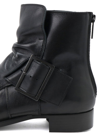 SEMI-MATTE LEATHER BELTED BOOTS