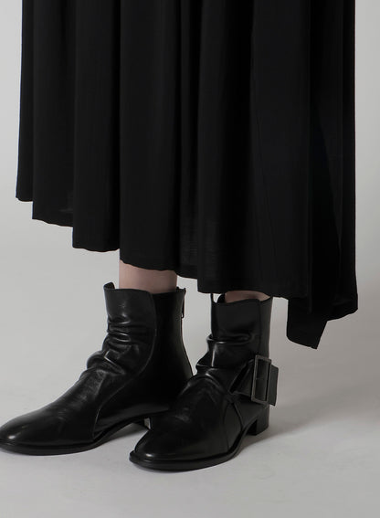 SEMI-MATTE LEATHER BELTED BOOTS