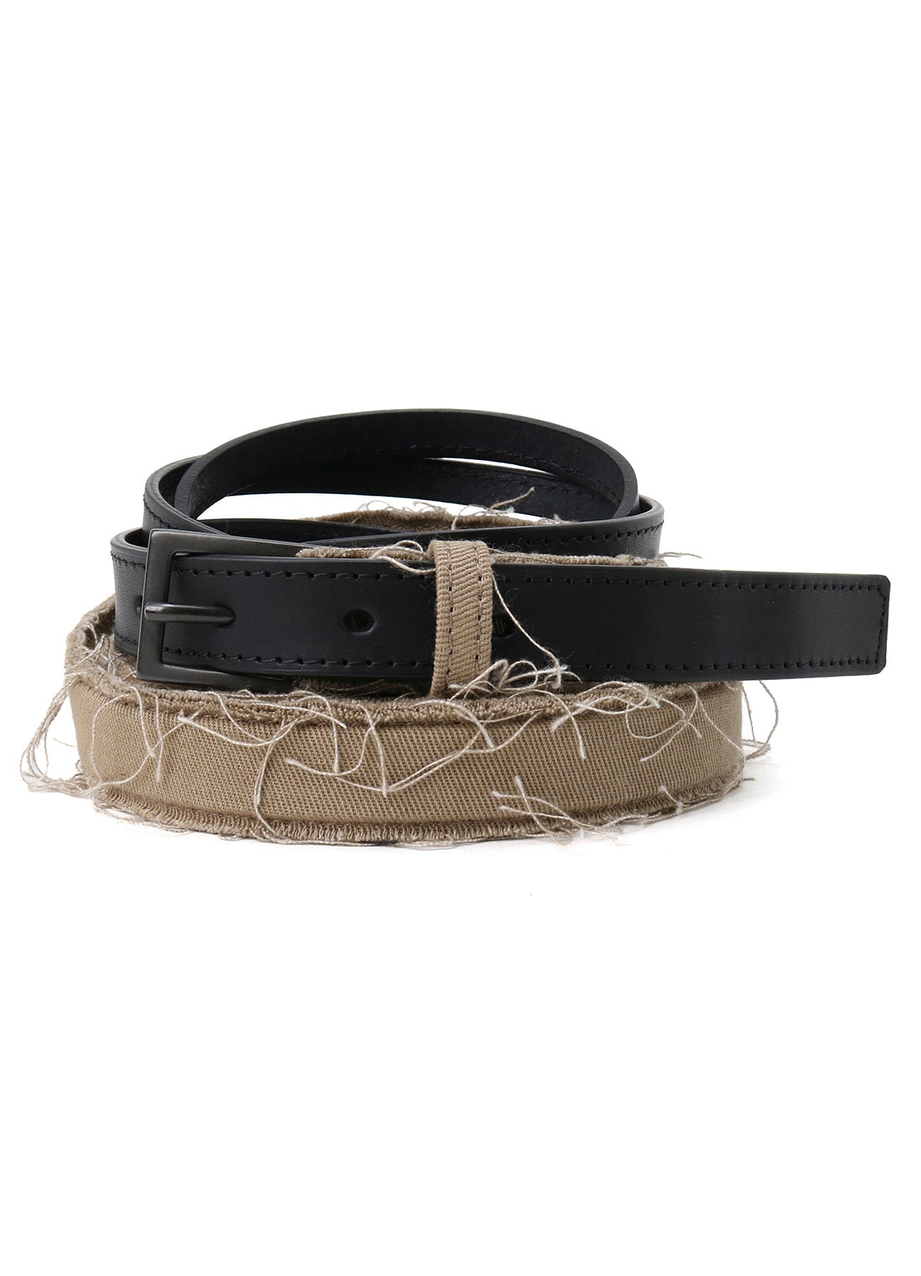 LEATHER/COTTON TWILL DOUBLE BELT