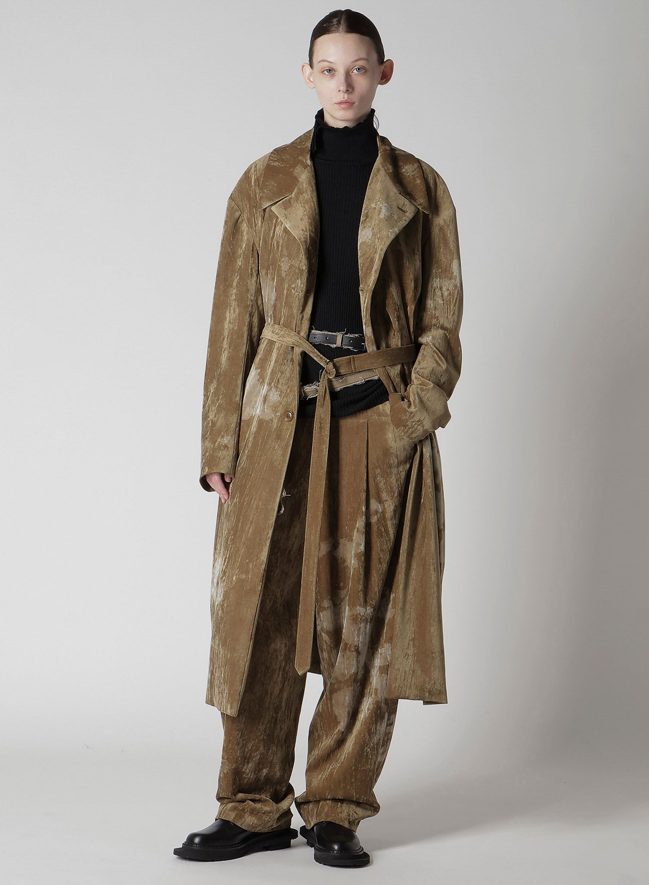 LEATHER/COTTON TWILL DOUBLE BELT