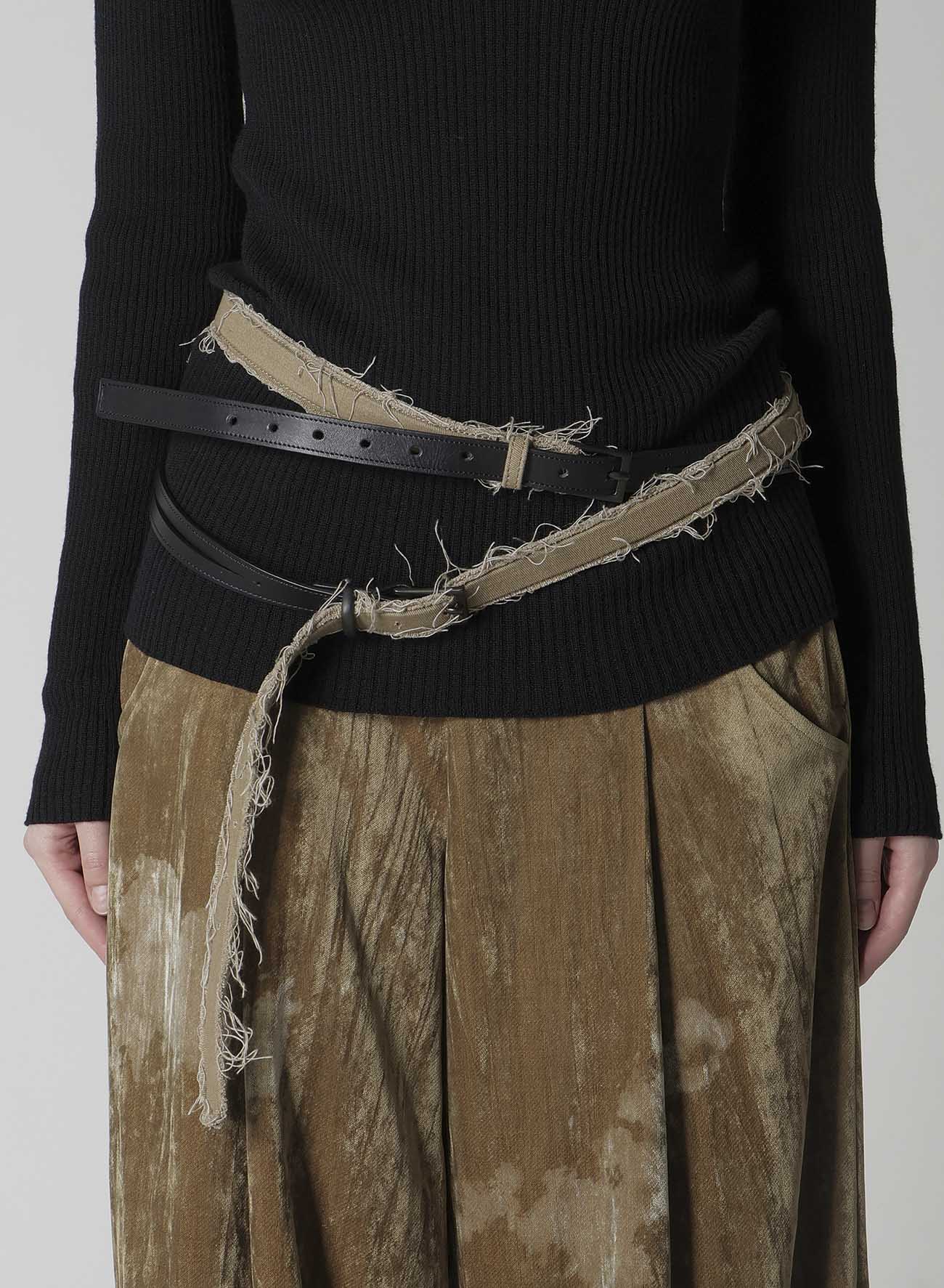 LEATHER/COTTON TWILL DOUBLE BELT