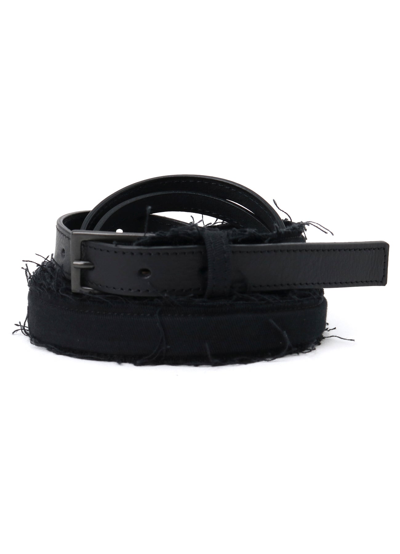 LEATHER/COTTON TWILL DOUBLE BELT