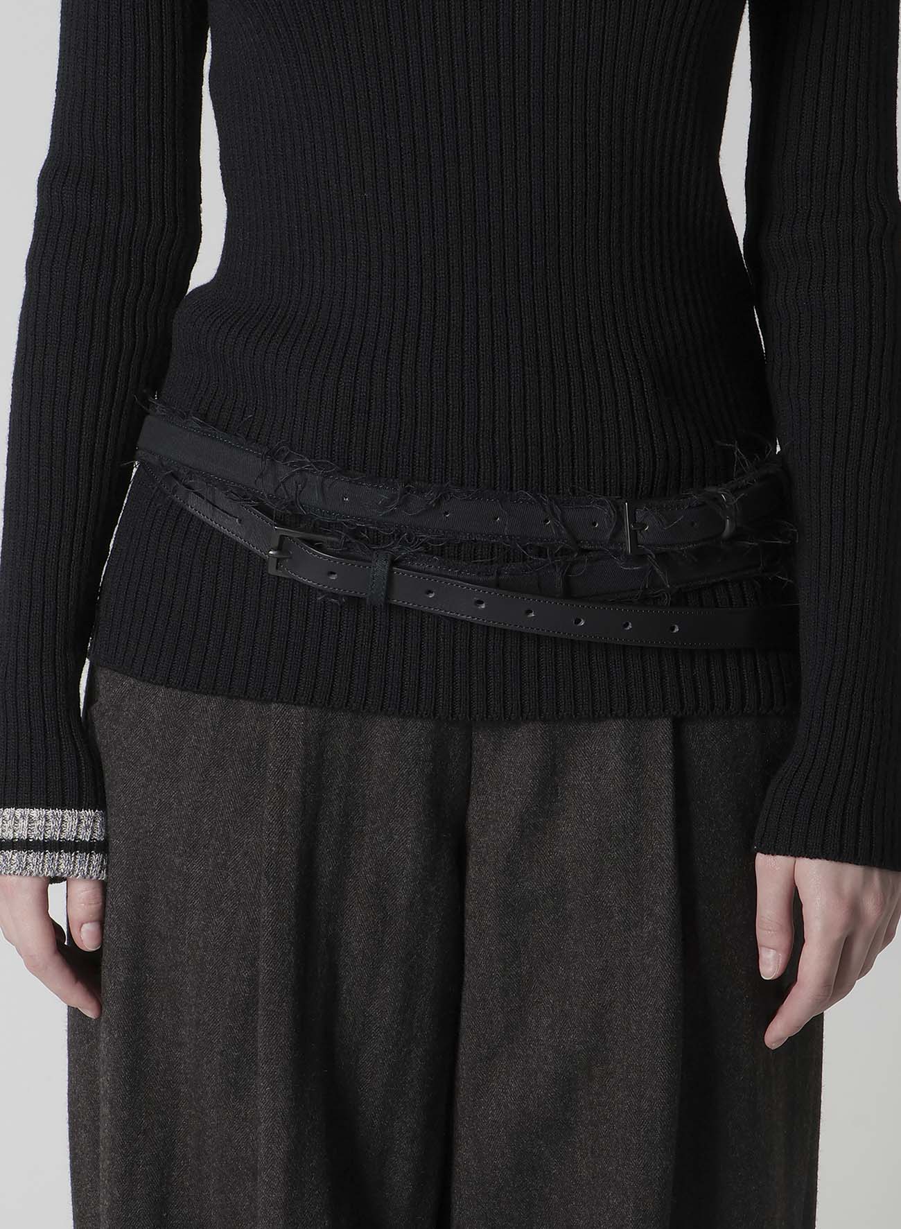LEATHER/COTTON TWILL DOUBLE BELT