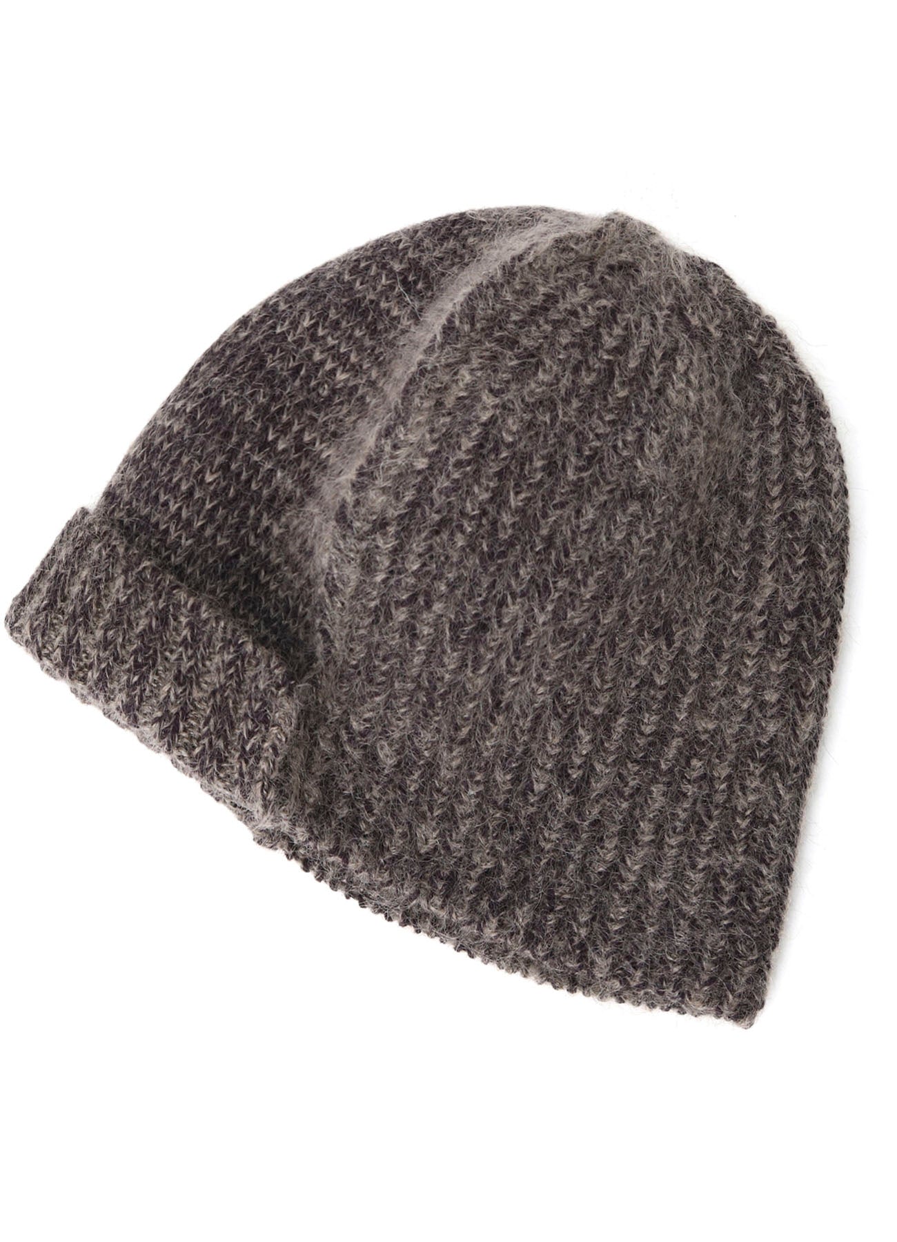 MOHAIR WOOL COMBINATION KNIT BEANIE