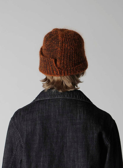 MOHAIR WOOL COMBINATION KNIT BEANIE