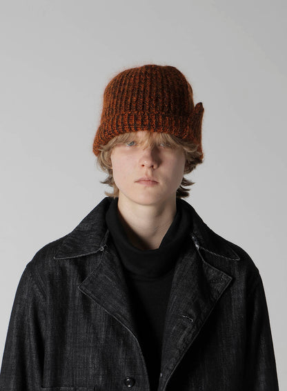 MOHAIR WOOL COMBINATION KNIT BEANIE
