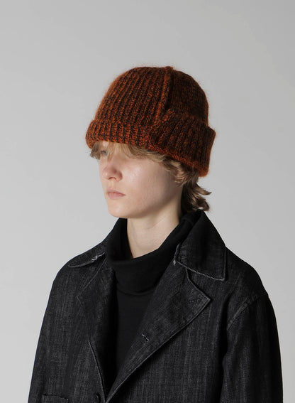 MOHAIR WOOL COMBINATION KNIT BEANIE