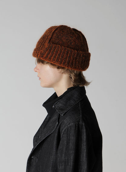 MOHAIR WOOL COMBINATION KNIT BEANIE