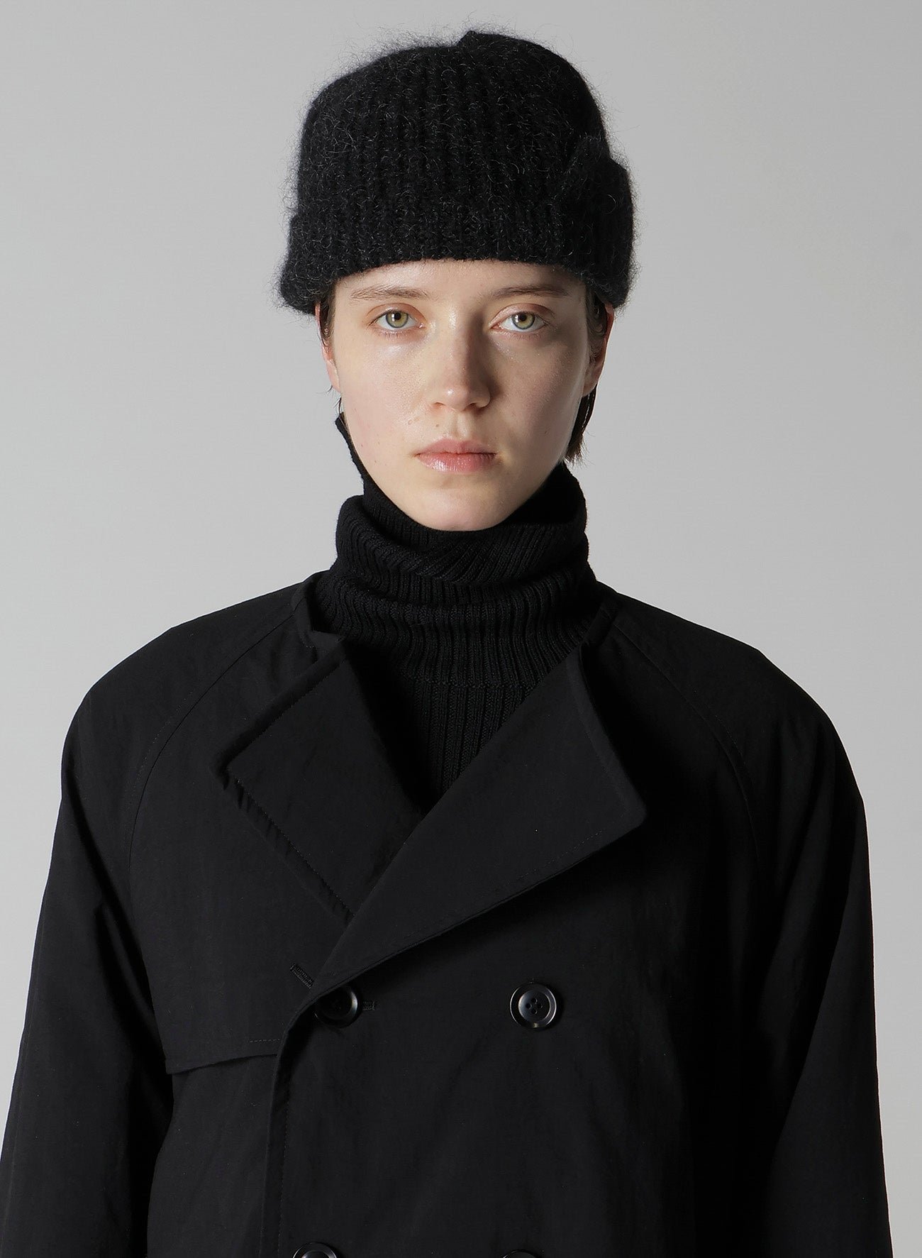 MOHAIR WOOL COMBINATION KNIT BEANIE