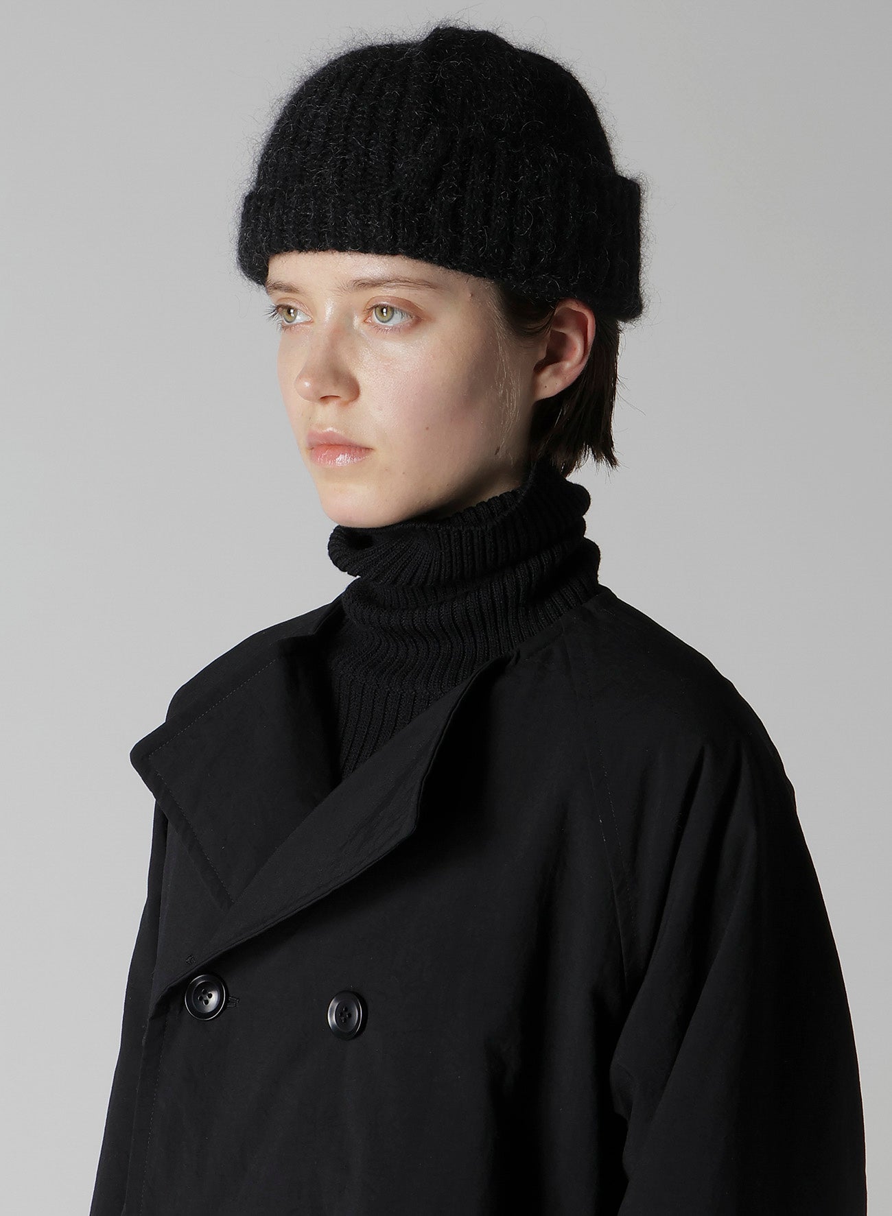 MOHAIR WOOL COMBINATION KNIT BEANIE