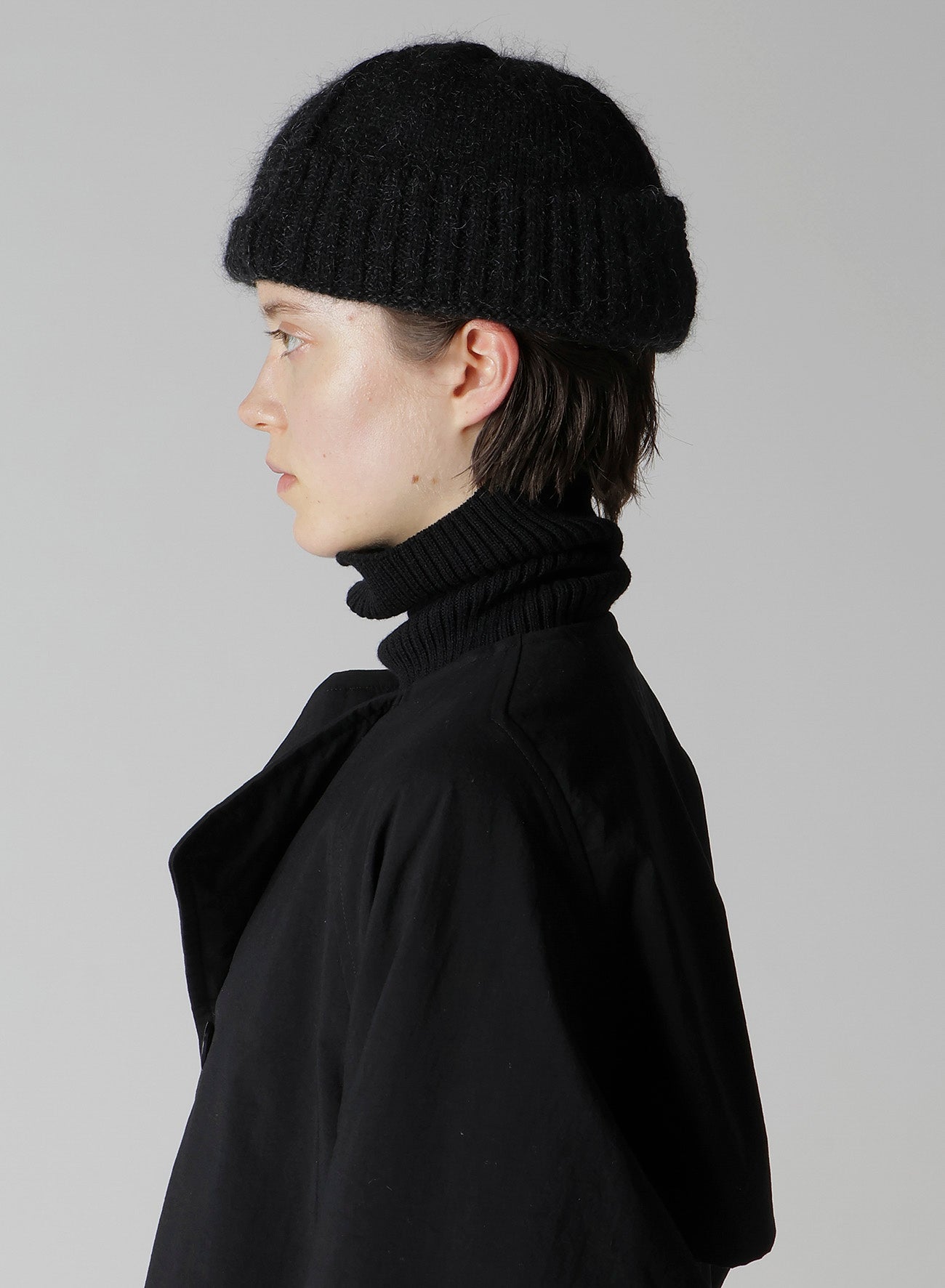 MOHAIR WOOL COMBINATION KNIT BEANIE