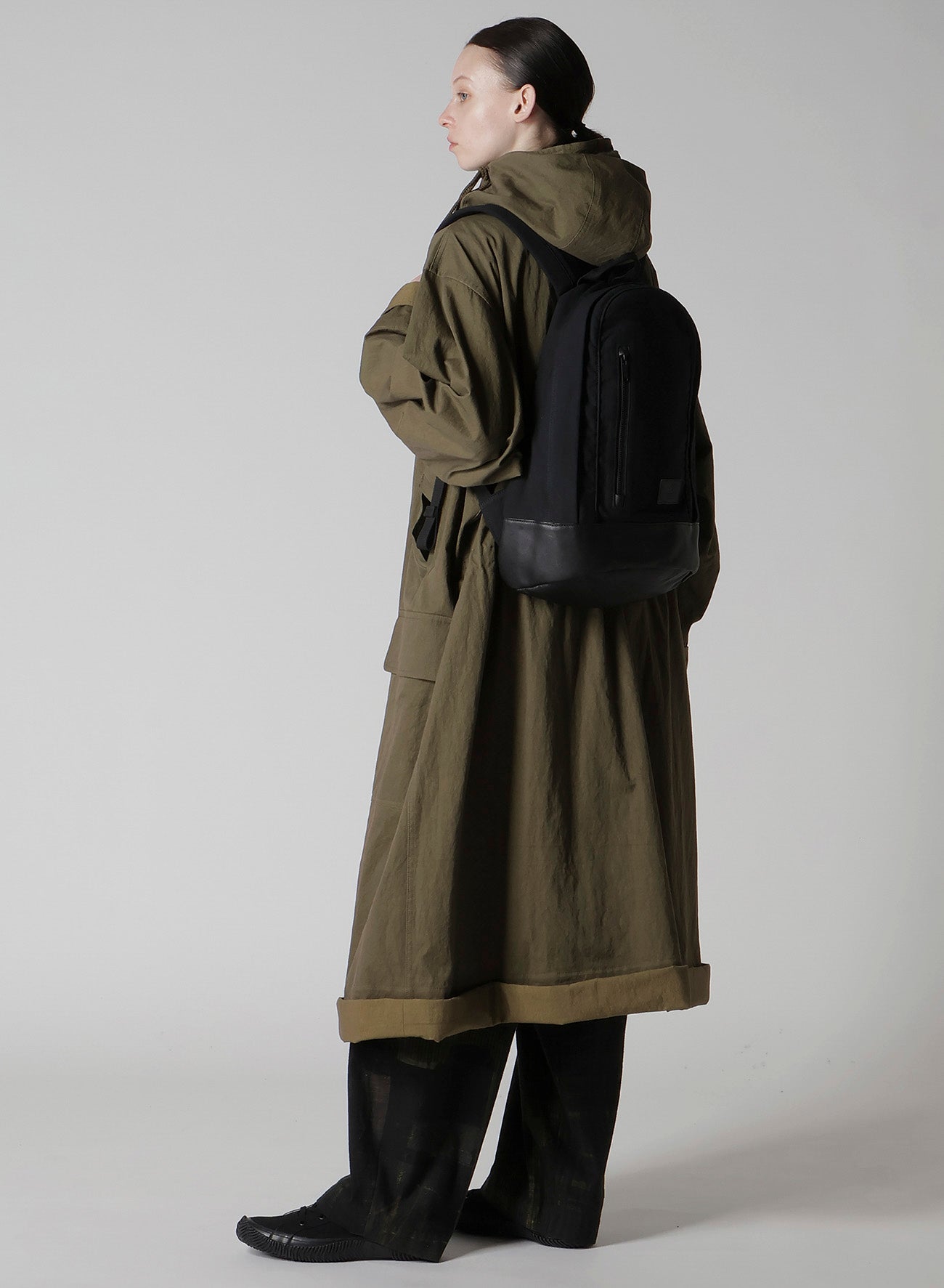 COTTON LINEN TWILL / LEATHER BACKPACK