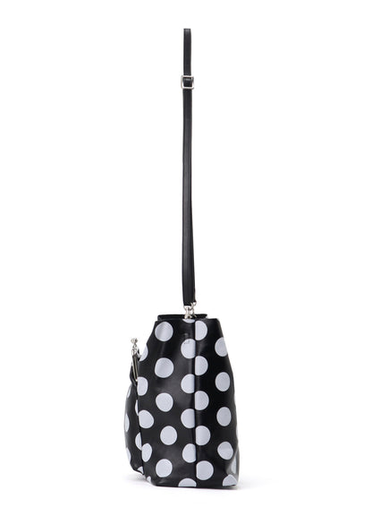 COW LEATHER METAL CLASP POLKA DOT TOTE BAG