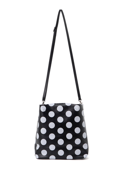 COW LEATHER METAL CLASP POLKA DOT TOTE BAG