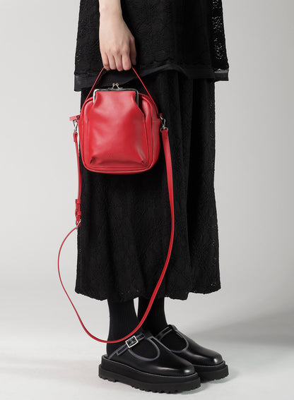 COW LEATHER METAL CLASP BOX BAG