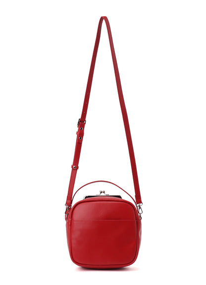 COW LEATHER METAL CLASP BOX BAG