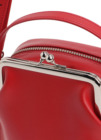 COW LEATHER METAL CLASP BOX BAG