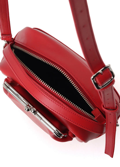 COW LEATHER METAL CLASP BOX BAG