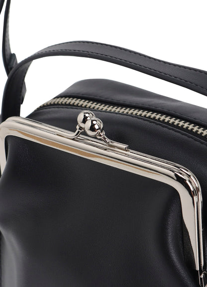 COW LEATHER METAL CLASP BOX BAG