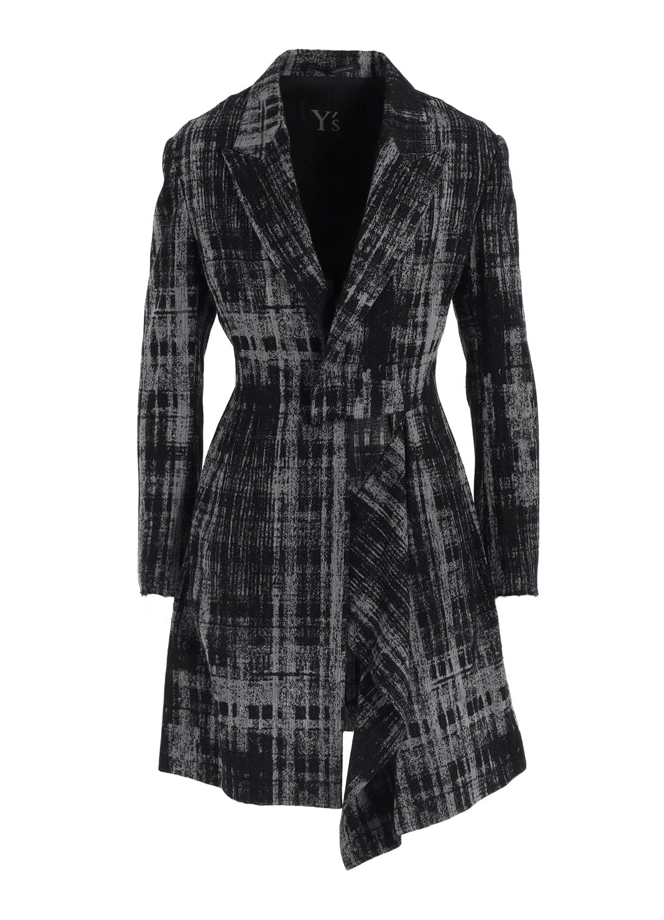 FADED PLAID JACQUARD LEFT FRON CLOTH JACKET