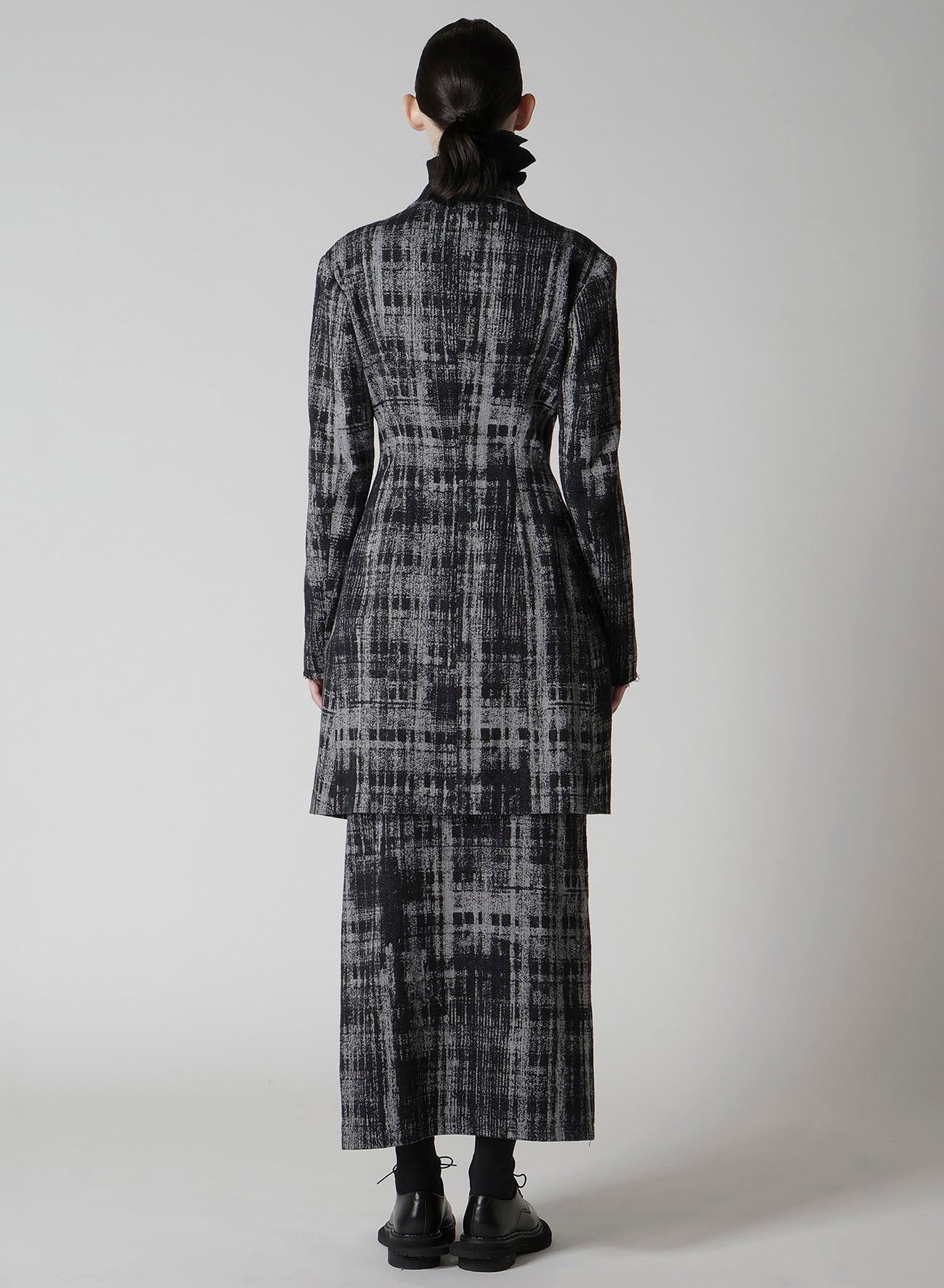 FADED PLAID JACQUARD LEFT FRON CLOTH JACKET