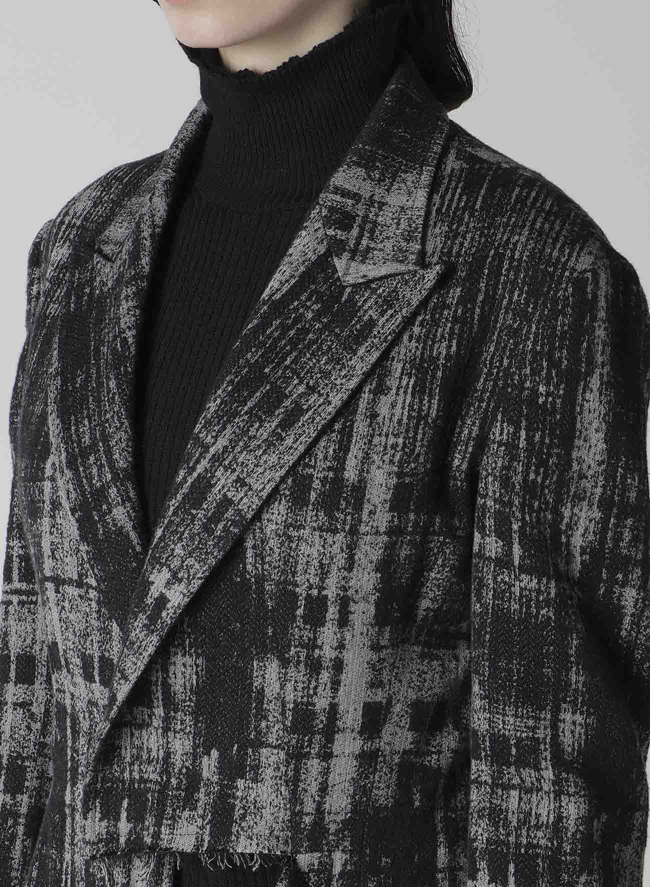FADED PLAID JACQUARD LEFT FRON CLOTH JACKET