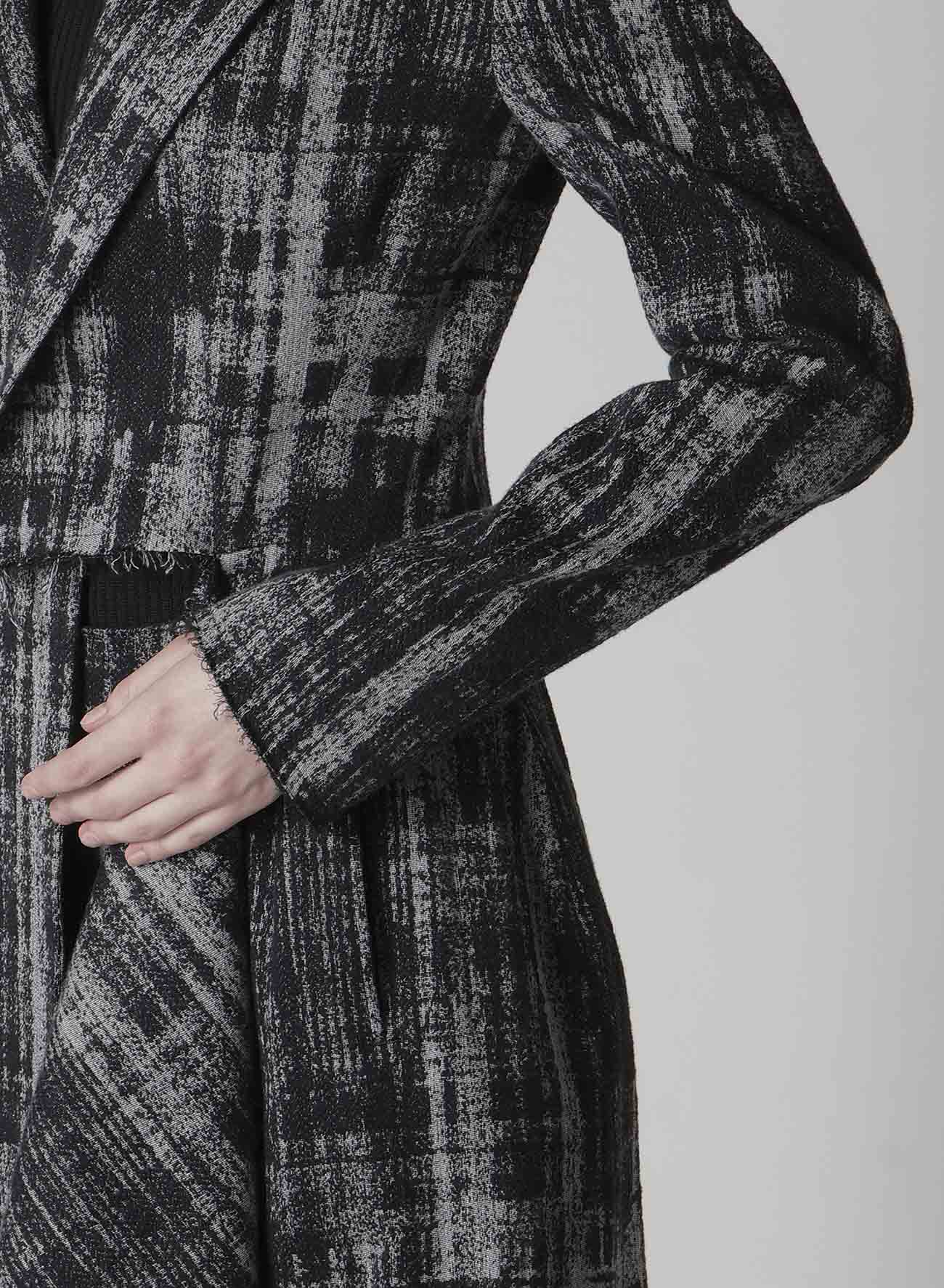 FADED PLAID JACQUARD LEFT FRON CLOTH JACKET