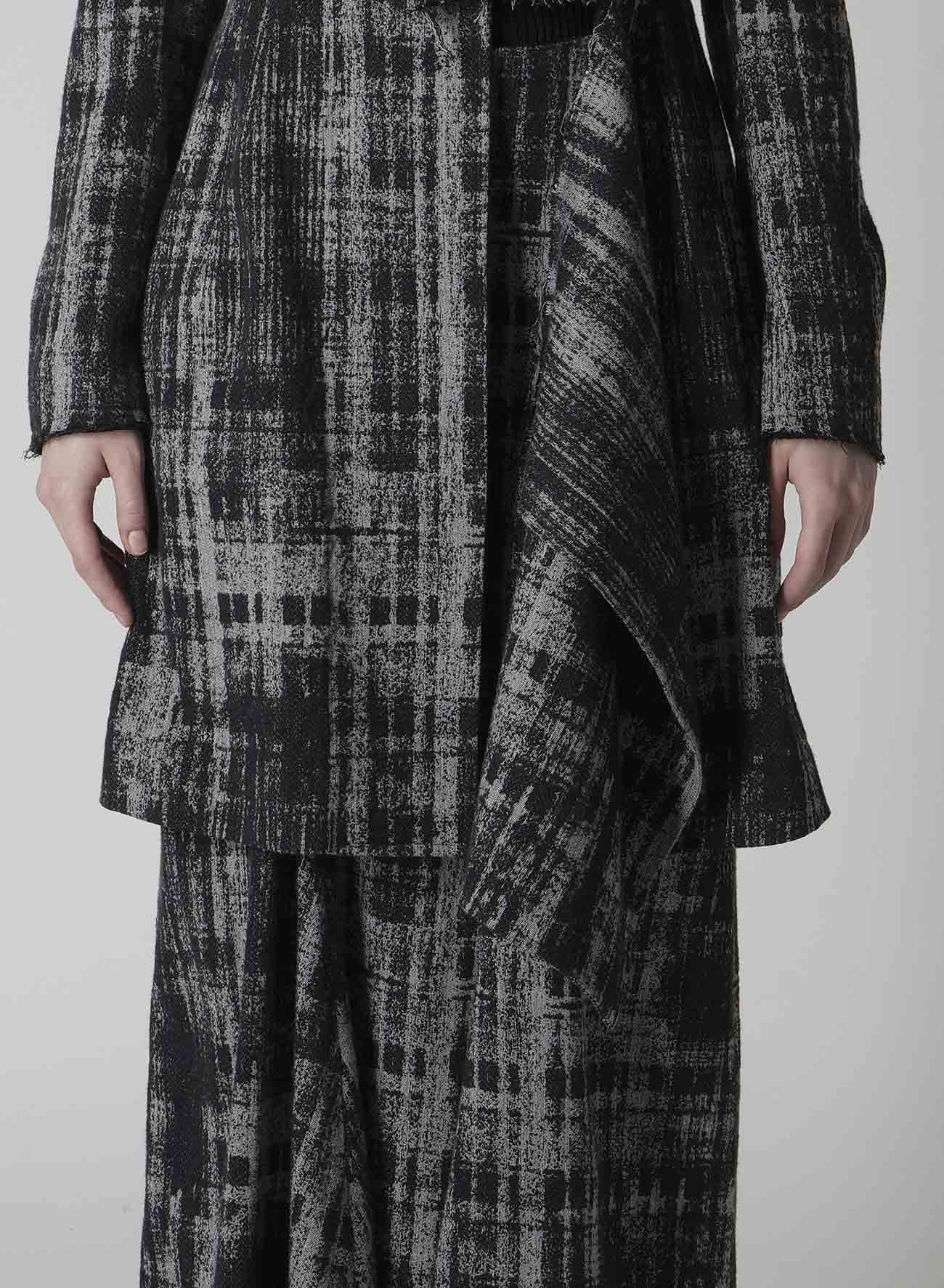 FADED PLAID JACQUARD LEFT FRON CLOTH JACKET