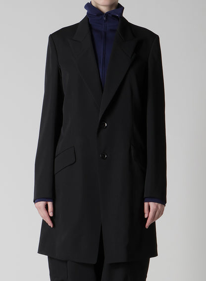 WOOL GABARDINE PEAKED LAPEL JACKET